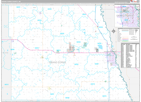 Grand Forks County, ND Wall Map